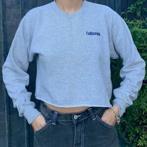 Brandy Melville California Embroidered Cropped Crewneck Sweatshirt One Size
